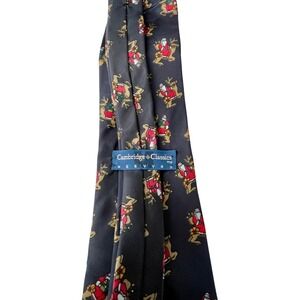 Cambridge Classics Mervyns Mens Navy Blue Silk Santa Reindeer Christmas Tie